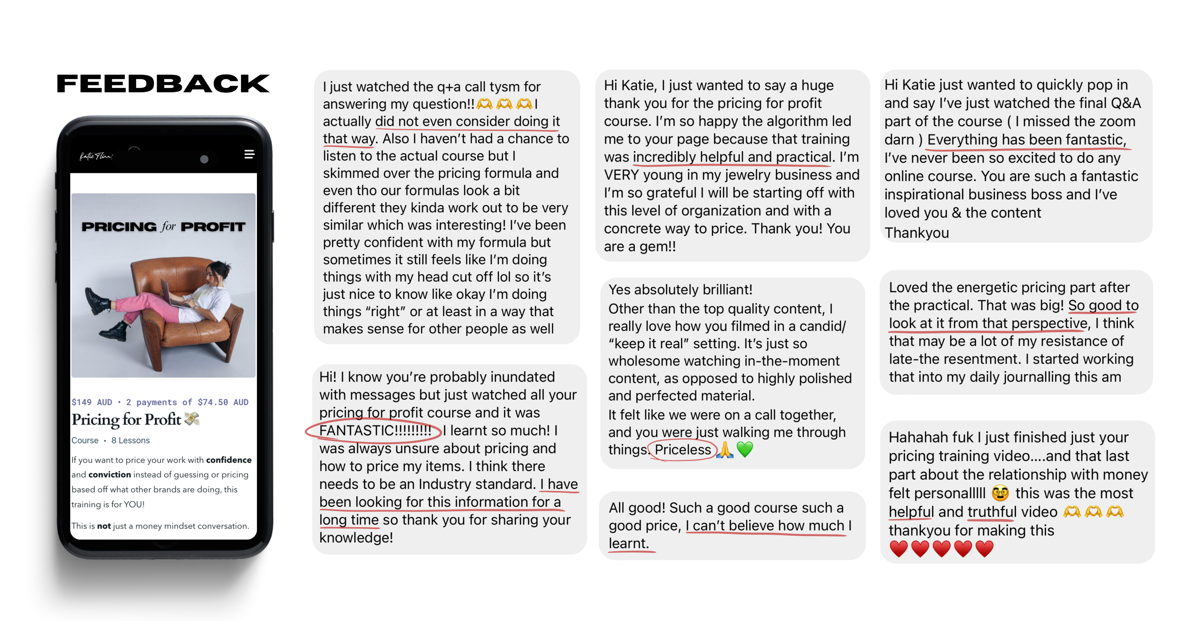 Course Testimonials for Pricing